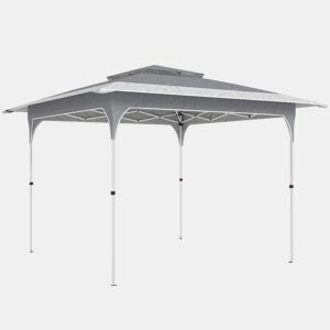 Outsunny Tenda Dobrável 3,5x3,5 m, Pop-up Tenda para Jardim com Teto Duplo Fecho Central UPF50+ Altura Ajustável em 3 Níveis e Bolsa de Transporte Exterior Cinzento