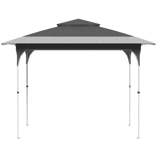 Outsunny Tenda Dobrável 3,5x3,5 m, Pop-up Tenda para Jardim com Teto Duplo Fecho Central UPF50+ Altura Ajustável em 3 Níveis e Bolsa de Transporte Exterior Cinzento