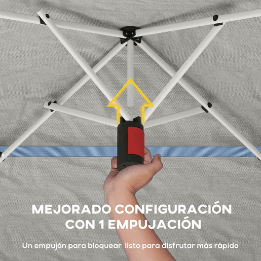 Outsunny Tenda Dobrável 3,5x3,5 m, Pop-up Tenda para Jardim com Teto Duplo Fecho Central UPF50+ Altura Ajustável em 3 Níveis e Bolsa de Transporte Exterior Cinzento