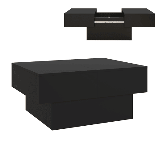 Mesa de centro Lens extensível 80x60x36 cm Preto en.casa