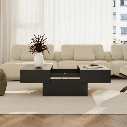 Mesa de centro Lens extensível 80x60x36 cm Preto en.casa