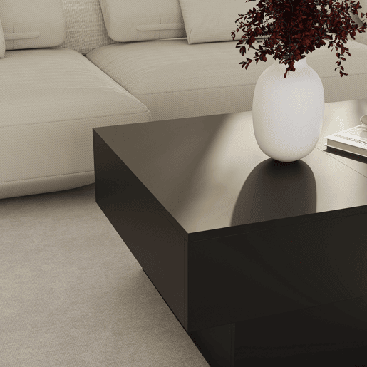 Mesa de centro Lens extensível 80x60x36 cm Preto en.casa