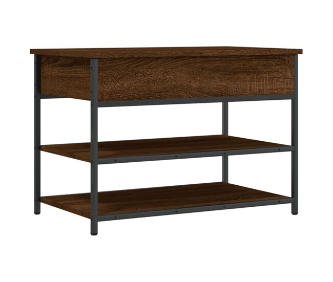 Banco zapatero lovi con 2 estantes inferiores roble oscuro 50x70x42,5 cm