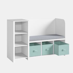 Estante de livros para crianças com banco Høylandet 76x112x40 cm - BrancoVerde en.casa