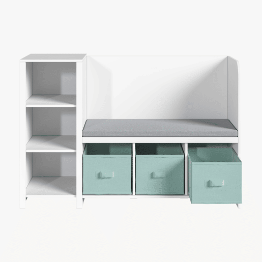 Estante de livros para crianças com banco Høylandet 76x112x40 cm - BrancoVerde en.casa
