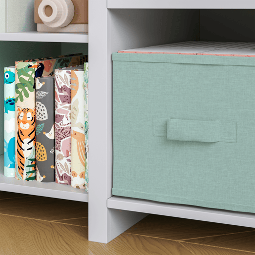 Estante de livros para crianças com banco Høylandet 76x112x40 cm - BrancoVerde en.casa