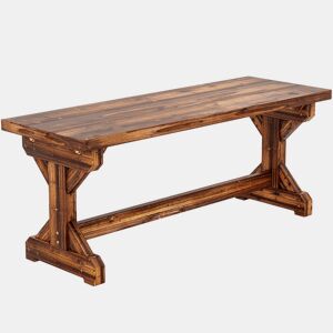 Outsunny Banco de Jardim em Madeira Banco Rústico Exterior de 2 Lugares com Base em Forma de X Suporta 240 kg para Varanda Terraço Parque Jardim 114x40x46 cm Carbonizado