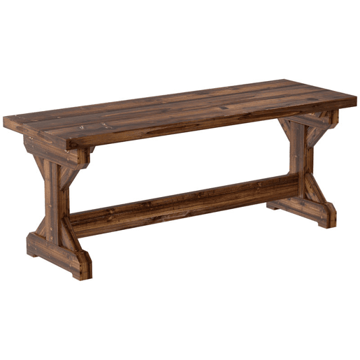 Outsunny Banco de Jardim em Madeira Banco Rústico Exterior de 2 Lugares com Base em Forma de X Suporta 240 kg para Varanda Terraço Parque Jardim 114x40x46 cm Carbonizado