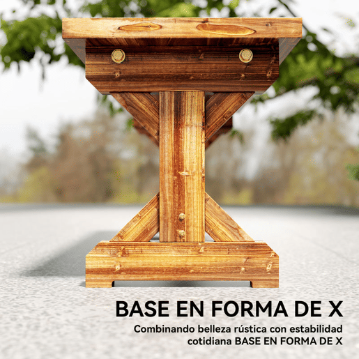Outsunny Banco de Jardim em Madeira Banco Rústico Exterior de 2 Lugares com Base em Forma de X Suporta 240 kg para Varanda Terraço Parque Jardim 114x40x46 cm Carbonizado
