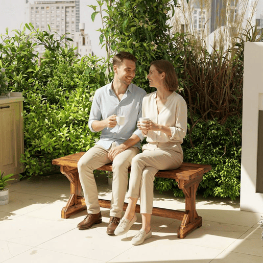 Outsunny Banco de Jardim em Madeira Banco Rústico Exterior de 2 Lugares com Base em Forma de X Suporta 240 kg para Varanda Terraço Parque Jardim 114x40x46 cm Carbonizado