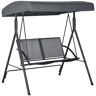 Outsunny Baloiço de Jardim Exterior para 2 Pessoas, Estrutura em Aço, Toldo Ajustável, Assentos de Textilene, Ideal para Varanda e Terraço, Capacidade 220 kg, 140x118x162 cm, Cinzento Escuro