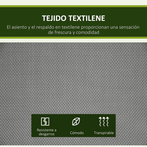 Outsunny Baloiço de Jardim Exterior para 2 Pessoas, Estrutura em Aço, Toldo Ajustável, Assentos de Textilene, Ideal para Varanda e Terraço, Capacidade 220 kg, 140x118x162 cm, Cinzento Escuro