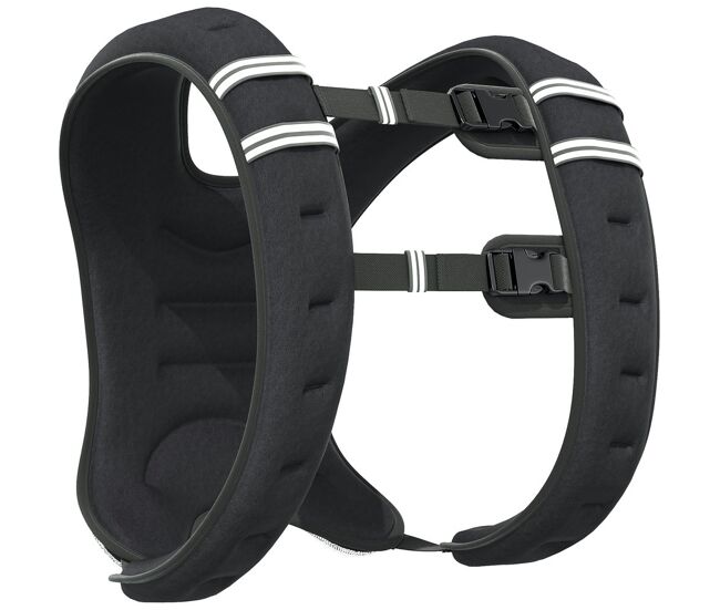Homcom chaleco lastrado 5 kg, chaleco peso entrenamiento transpirable, con 2 correas ajustables y bandas reflectantes, para entrenamiento de fuerza, jogging, negro