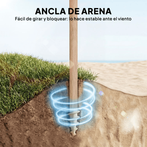 Outsunny Chapéu de Sol de Praia com Franjas Ø175 cm, Guarda-sol Exterior com Altura Ajustável, Inclinação de 30°, Fixação na Areia, UPF30+ e Saco de Transporte, Branco e Bege