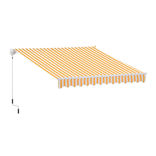 Outsunny Toldo Manual Retrátil 350x250 cm, Toldo Exterior para Terraço com Ângulo Ajustável, Braço Articulado, Montagem à Parede, Estrutura de Alumínio, Anti-UV e Impermeável, para Jardim, Laranja