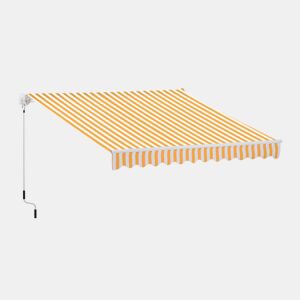 Outsunny Toldo Manual Retrátil 350x250 cm, Toldo Exterior para Terraço com Ângulo Ajustável, Braço Articulado, Montagem à Parede, Estrutura de Alumínio, Anti-UV e Impermeável, para Jardim, Laranja
