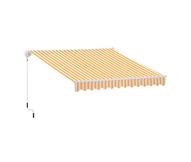 Outsunny toldo manual retráctil 350x250 cm, toldo exterior terraza con ángulo ajustable, brazo articulado, montaje a pared, estructura de aluminio,