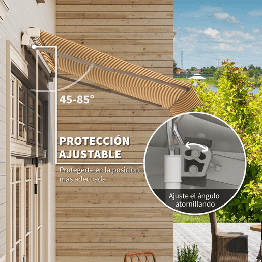 Outsunny Toldo Manual Retrátil 350x250 cm, Toldo Exterior para Terraço com Ângulo Ajustável, Braço Articulado, Montagem à Parede, Estrutura de Alumínio, Anti-UV e Impermeável, para Jardim, Laranja