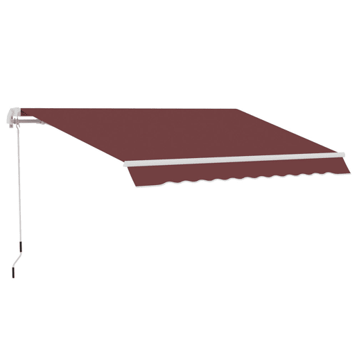 Outsunny Toldo Manual Retrátil 350x250 cm Toldo Exterior para Terraço com Ângulo Ajustável Manivela Estrutura de Alumínio e Proteção UV30+ para Jardim Pátio Janela Vinho Tinto