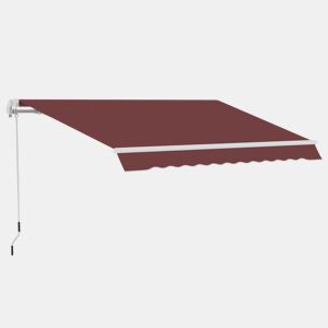 Outsunny Toldo Manual Retrátil 350x250 cm Toldo Exterior para Terraço com Ângulo Ajustável Manivela Estrutura de Alumínio e Proteção UV30+ para Jardim Pátio Janela Vinho Tinto