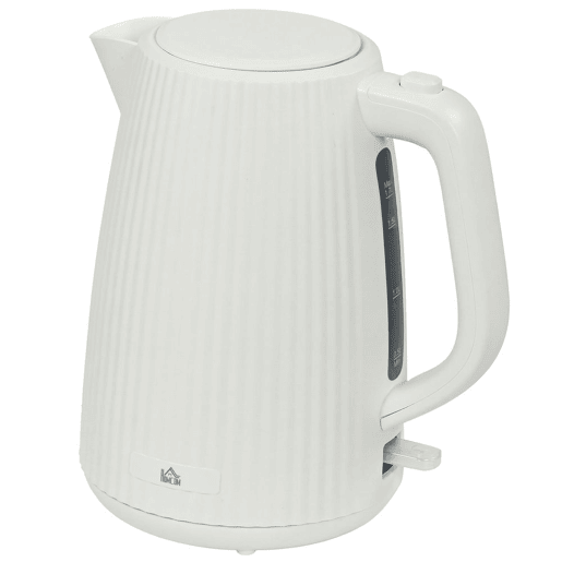 HOMCOM Jarro Elétrico 1,7 L, 2200 W, Aquecedor de Água com Desligamento Automático, Base Giratória 360°, Filtro Anticalcário Removível, Creme