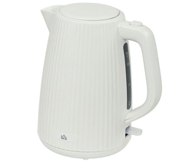 Homcom hervidor de agua eléctrico 1,7 l, 2200 w, calentador de agua eléctrico con apagado automático, base giratoria 360°, filtro antical extraíble, crema
