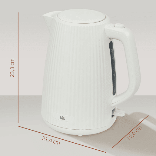 HOMCOM Jarro Elétrico 1,7 L, 2200 W, Aquecedor de Água com Desligamento Automático, Base Giratória 360°, Filtro Anticalcário Removível, Creme