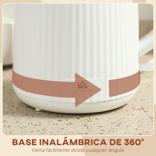 HOMCOM Jarro Elétrico 1,7 L, 2200 W, Aquecedor de Água com Desligamento Automático, Base Giratória 360°, Filtro Anticalcário Removível, Creme