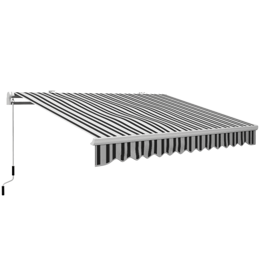 Outsunny Toldo Manual Retrátil 395x245 cm Toldo Exterior para Terraço com Ângulo Ajustável Braço Articulado Montagem na Parede Estrutura de Alumínio Anti-UV e Impermeável para Jardim Azul e Branco