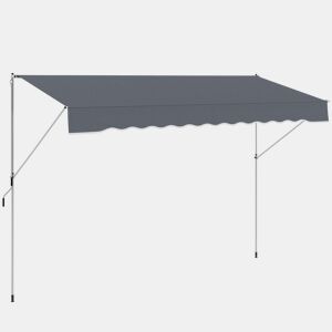 Outsunny Toldo Manual Retrátil 4x1,2 m Toldo Exterior para Terraço Enrolável Altura Ajustável 170-280 cm com Manivela Anti-UV e Impermeável Sem Perfuração para Varanda Jardim Cinzento Escuro