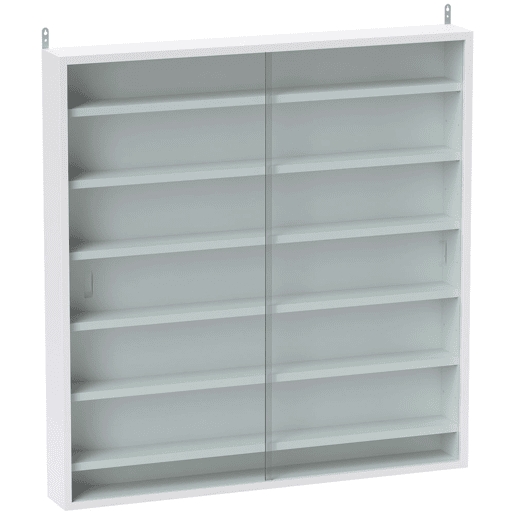 HOMCOM Vitrina Expositora para Coleções de 7 Níveis, Vitrina de Parede com Prateleiras Ajustáveis e 2 Portas Deslizantes de Vidro, para Perfumes, Figuras Decorativas, 80x9,5x83 cm, Branco