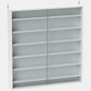 HOMCOM Vitrina Expositora para Coleções de 7 Níveis, Vitrina de Parede com Prateleiras Ajustáveis e 2 Portas Deslizantes de Vidro, para Perfumes, Figuras Decorativas, 80x9,5x83 cm, Branco