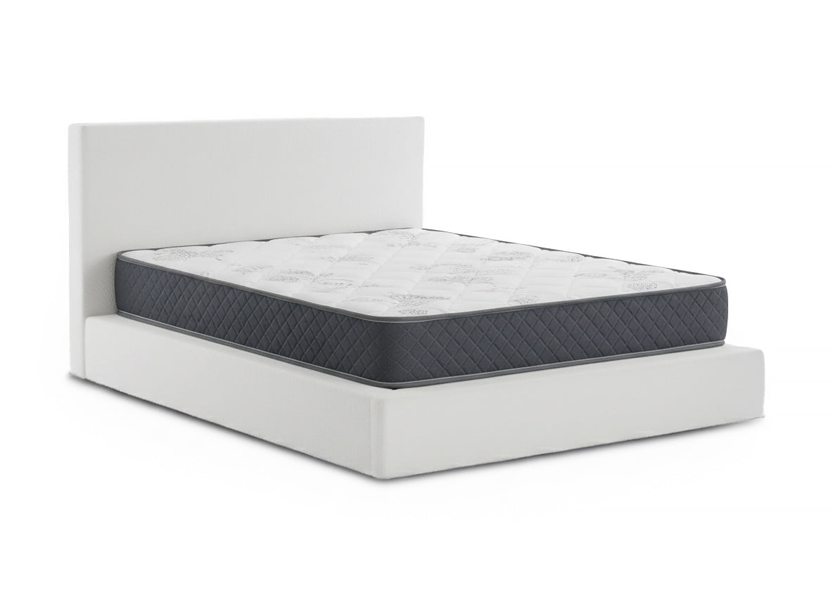 Cama de matrimonio con cabecero teddy, blanco, 150cm +  colchon viscoelastico de 23 cm