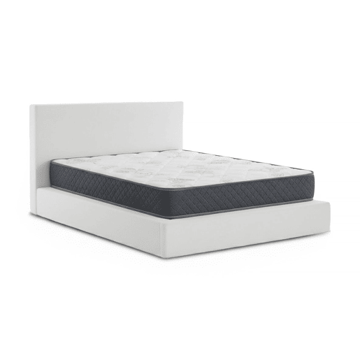 Cama de casal Teddy com cabeceira, branca, colchão viscoelástico de 150 cm + 23 cm.