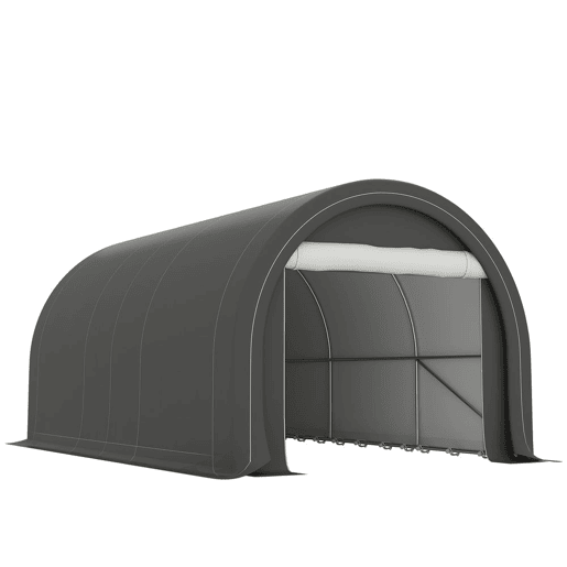 Outsunny Tenda Garagem Portátil 3x5 m Garagem Exterior para Carro Impermeável com Porta Enrolável com Fecho de Correr, Estrutura de Aço Galvanizado UPF30+ Abrigo de Armazenamento Cinzento