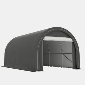 Outsunny Tenda Garagem Portátil 3x5 m Garagem Exterior para Carro Impermeável com Porta Enrolável com Fecho de Correr, Estrutura de Aço Galvanizado UPF30+ Abrigo de Armazenamento Cinzento