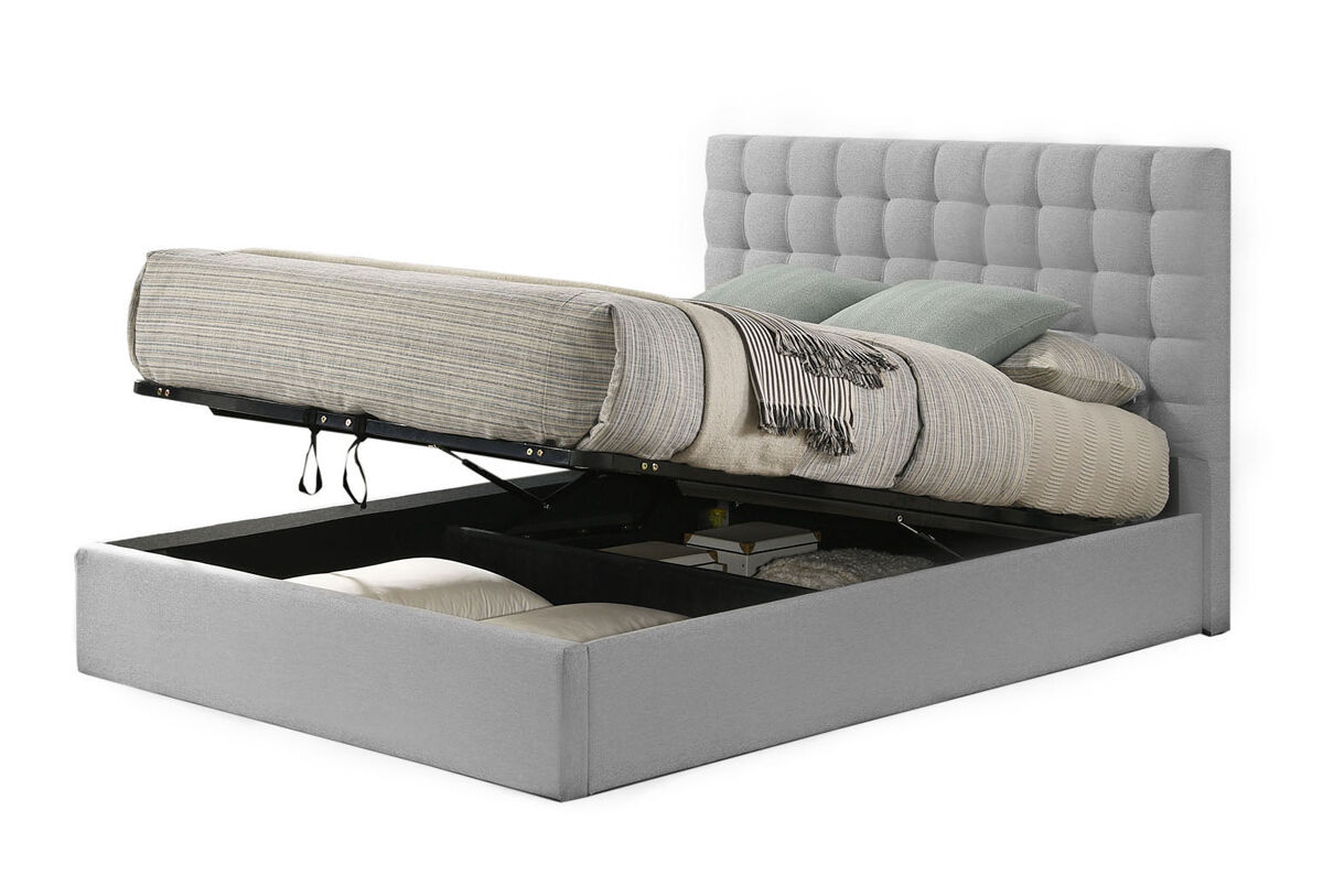 Cama canape abatible trizen 135cm gris en terciopelo + colchon top viscoelastico de 28 cm