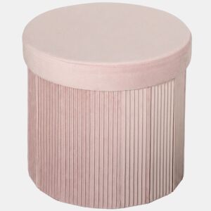 HOMCOM Puff de Arrumação, Banco de Arrumação Dobrável 35 L 38x38x38 cm Estofado em Veludo Baú de Arrumação Redondo Capacidade 120 kg Banco para Sala de Estar Quarto Entrada, Rosa