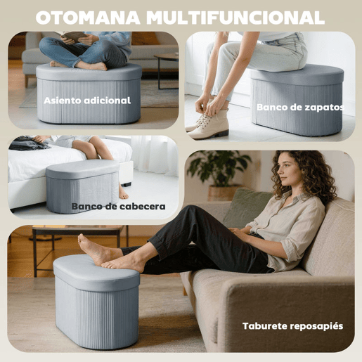 HOMCOM Puff de Arrumação Banco Dobrável 72 L 76x38x35 cm Estofado em Veludo Baú de Arrumação Suporta 120 kg para Sala Quarto, Entrada Cinzento Escuro