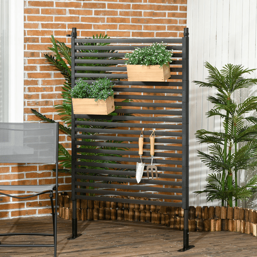 Outsunny Cerca de Jardim 150x93 cm Cerca de Jardim Exterior de Aço com Revestimento em PE com 2 Modos de Instalação para Plantas Trepadeiras Flores Animais Castanho