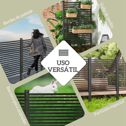 Outsunny Cerca de Jardim 150x93 cm Cerca de Jardim Exterior de Aço com Revestimento em PE com 2 Modos de Instalação para Plantas Trepadeiras Flores Animais Castanho