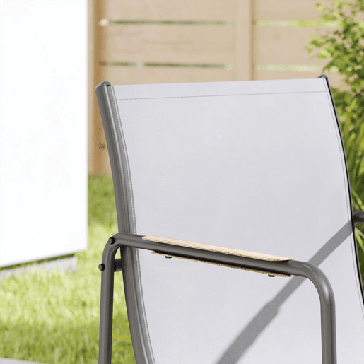 Outsunny Conjunto de Mesa e Cadeiras de Jardim de 7 Peças Mobiliário de Exterior com Mesa de Vidro Temperado 6 Cadeiras Respiráveis Estrutura em Aço Resistente às Intempéries Cinza