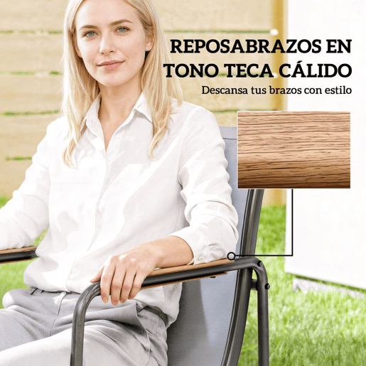 Outsunny Conjunto de Mesa e Cadeiras de Jardim de 7 Peças Mobiliário de Exterior com Mesa de Vidro Temperado 6 Cadeiras Respiráveis Estrutura em Aço Resistente às Intempéries Cinza