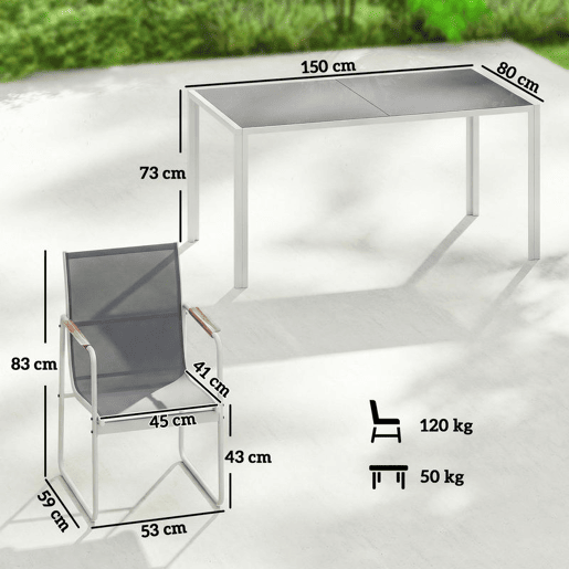 Outsunny Conjunto de Mesa e Cadeiras de Jardim de 7 Peças Mobiliário de Exterior com Mesa de Vidro Temperado 6 Cadeiras Respiráveis Estrutura em Aço Resistente às Intempéries Branco e Cinza Outsunny Conjunto de Mesa e Cadeiras de Jardim de 7 Peças Mobiliário de Exterior com Mesa de Vidro Temperado 6 Cadeiras Respiráveis Estrutura em Aço Resistente às Intempéries Branco e Cinza