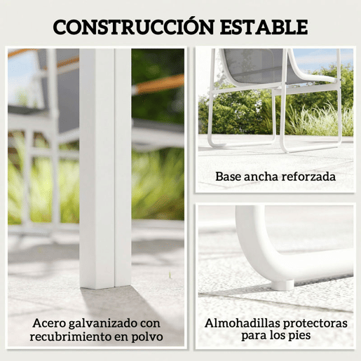 Outsunny Conjunto de Mesa e Cadeiras de Jardim de 7 Peças Mobiliário de Exterior com Mesa de Vidro Temperado 6 Cadeiras Respiráveis Estrutura em Aço Resistente às Intempéries Branco e Cinza Outsunny Conjunto de Mesa e Cadeiras de Jardim de 7 Peças Mobiliário de Exterior com Mesa de Vidro Temperado 6 Cadeiras Respiráveis Estrutura em Aço Resistente às Intempéries Branco e Cinza