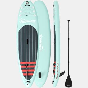 Outsunny Prancha de Paddle Surf Insuflável com Acessórios 320 cm Remo de Alumínio Ajustável Quilha Stand Up Paddle Board com Superfície Antiderrapante de EVA Bomba e Mochila Carga 160 kg para Adultos