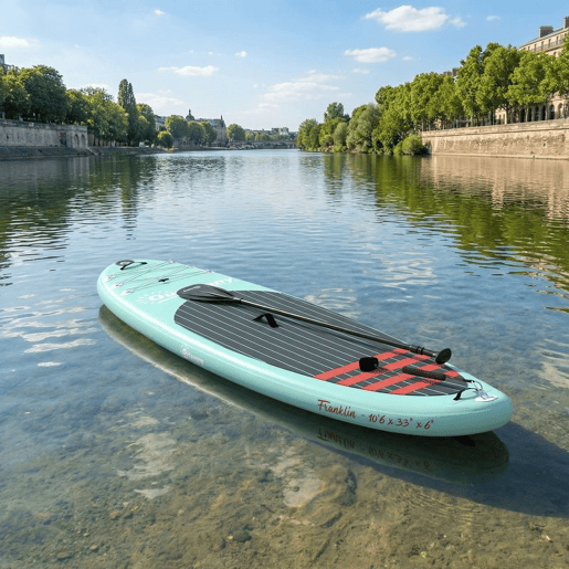 Outsunny Prancha de Paddle Surf Insuflável com Acessórios 320 cm Remo de Alumínio Ajustável Quilha Stand Up Paddle Board com Superfície Antiderrapante de EVA Bomba e Mochila Carga 160 kg para Adultos