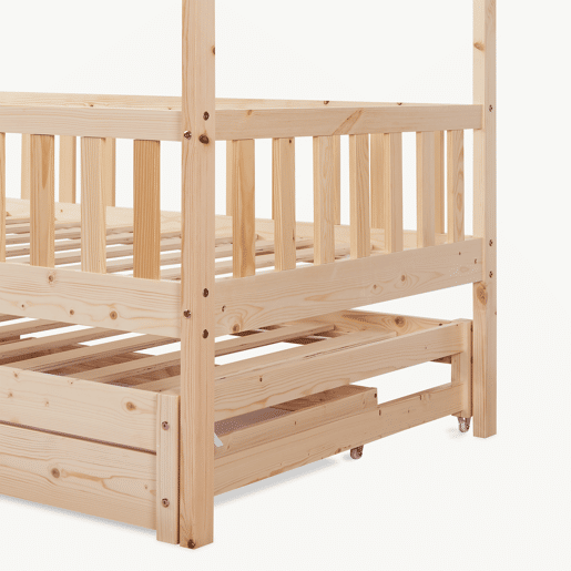 Cama de casal para crianças Aarghonmaa 90x200cm 2 gavetas pinho natural en.casa