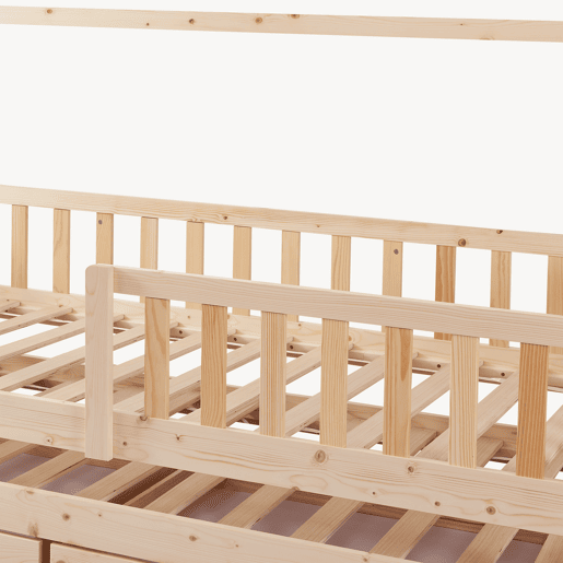Cama de casal para crianças Aarghonmaa 90x200cm 2 gavetas pinho natural en.casa