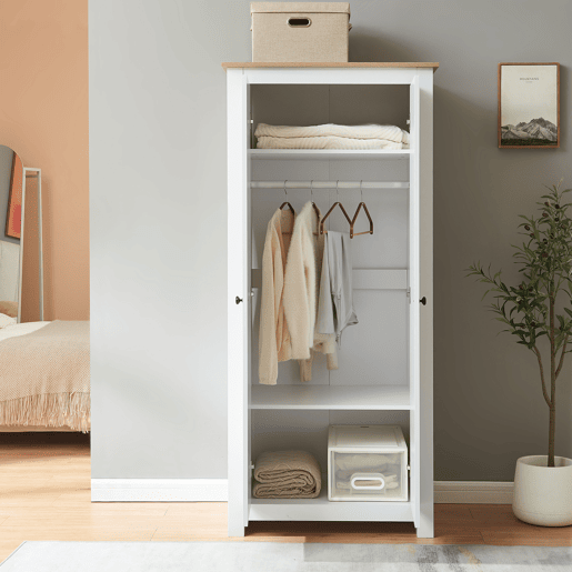 Roupeiro Trorjam com 2 portas 175x80x52 cm BrancoCarvalho en.casa